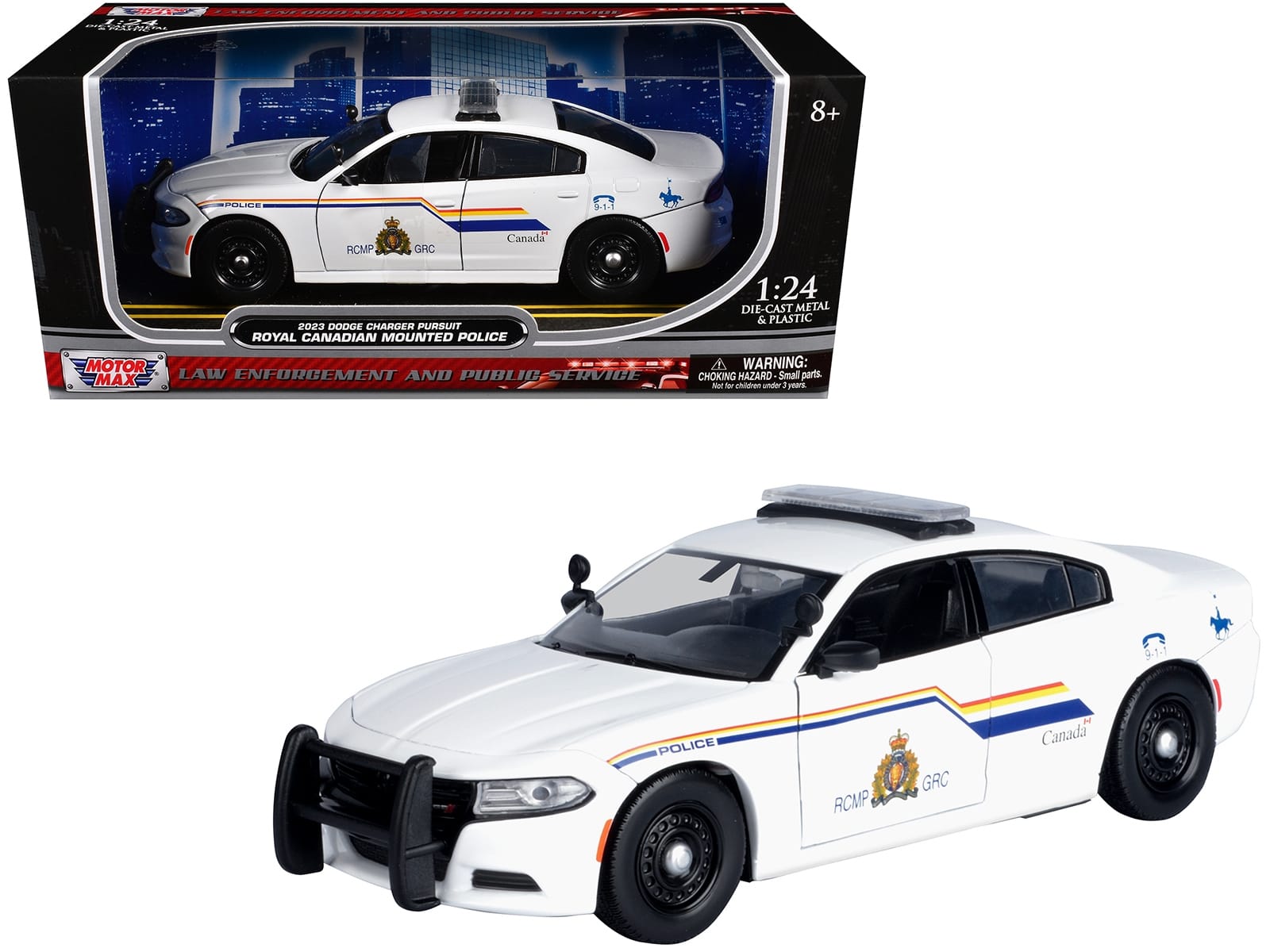 2023 Dodge Charger Pursuit Police Car "RCMP (Royal Canadian Mounted Police)" White "Law Enforcement and Public Service" Series 1/24 Diecast Model Car by Motormax - Image 5