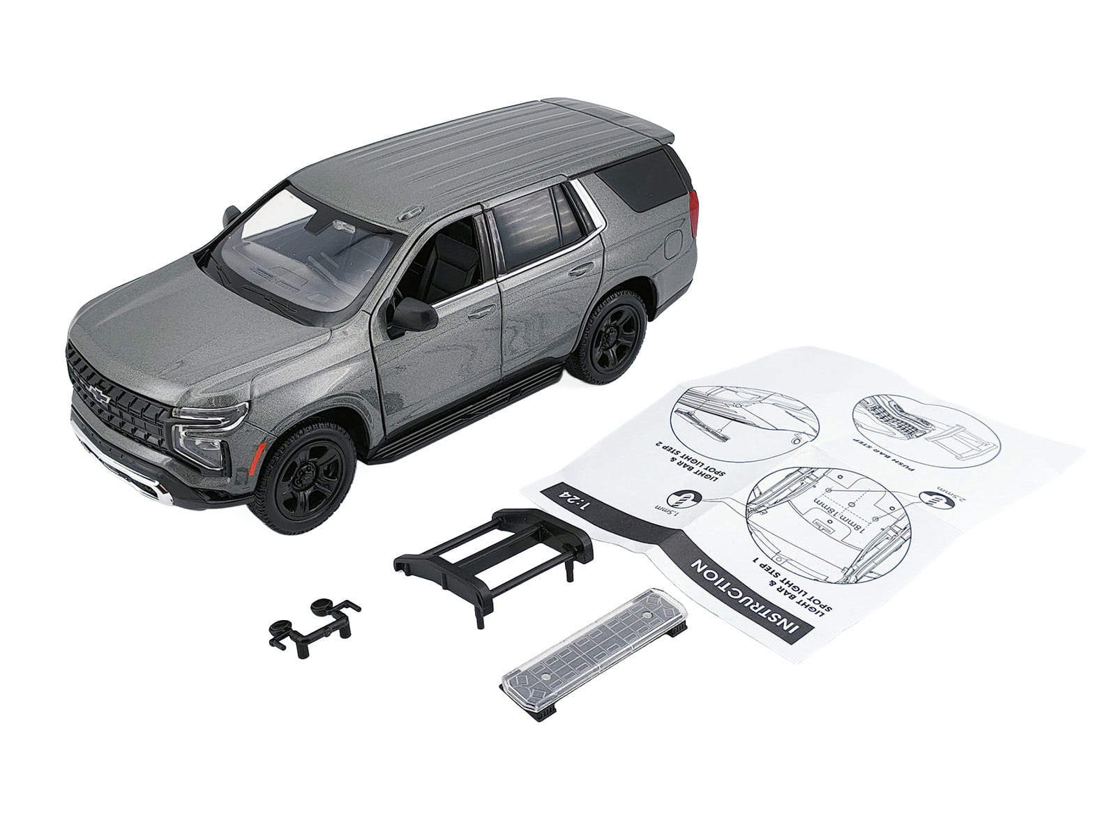 2025 Chevrolet Tahoe PPV Dark Gray Metallic "Custom Builder's Kit - Law Enforcement and Public Service" 1/24 Diecast Model Car by Motormax - Image 2