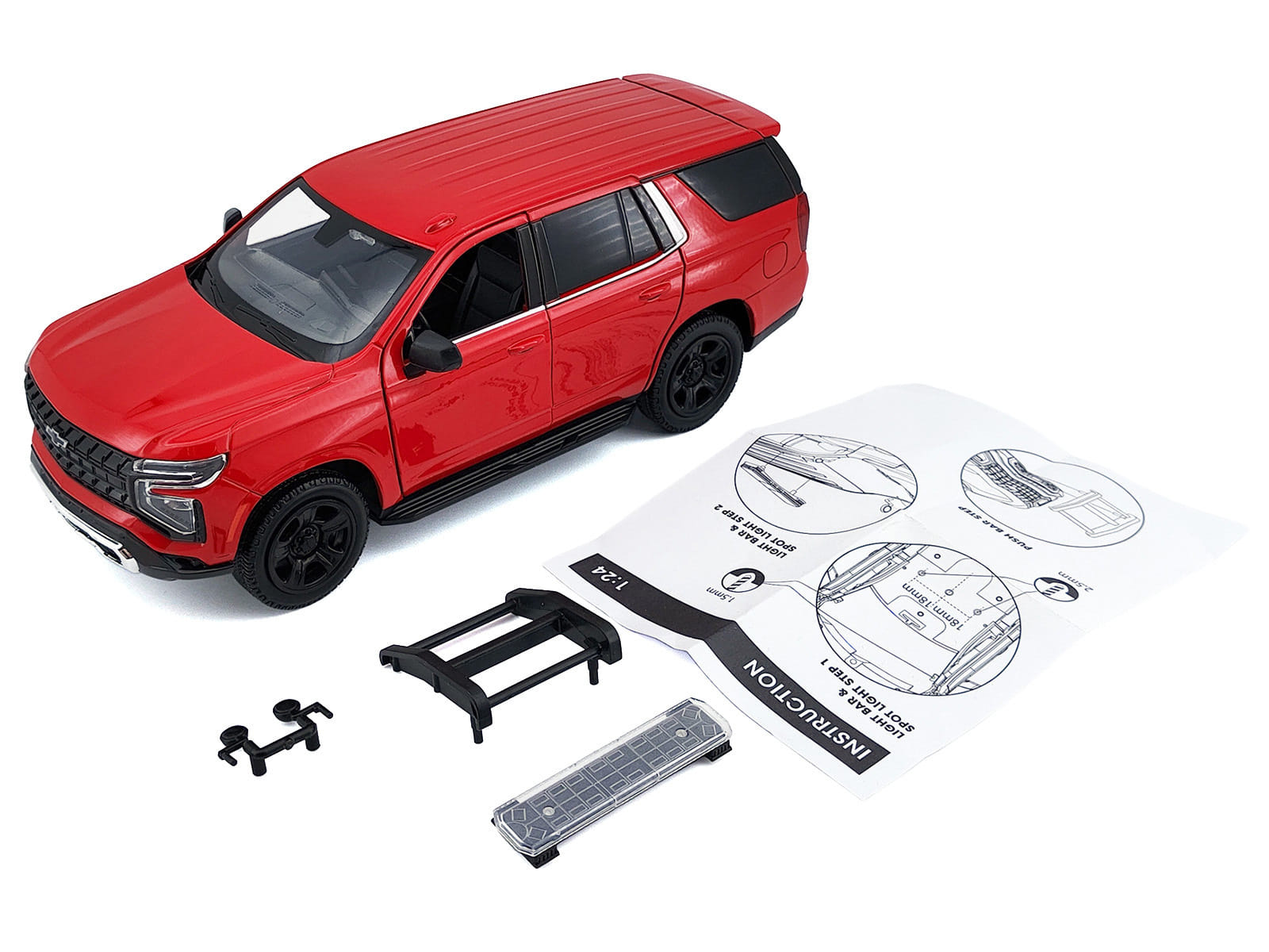 2025 Chevrolet Tahoe PPV Red "Custom Builder's Kit - Law Enforcement and Public Service" Series 1/24 Diecast Model Car by Motormax - Image 2
