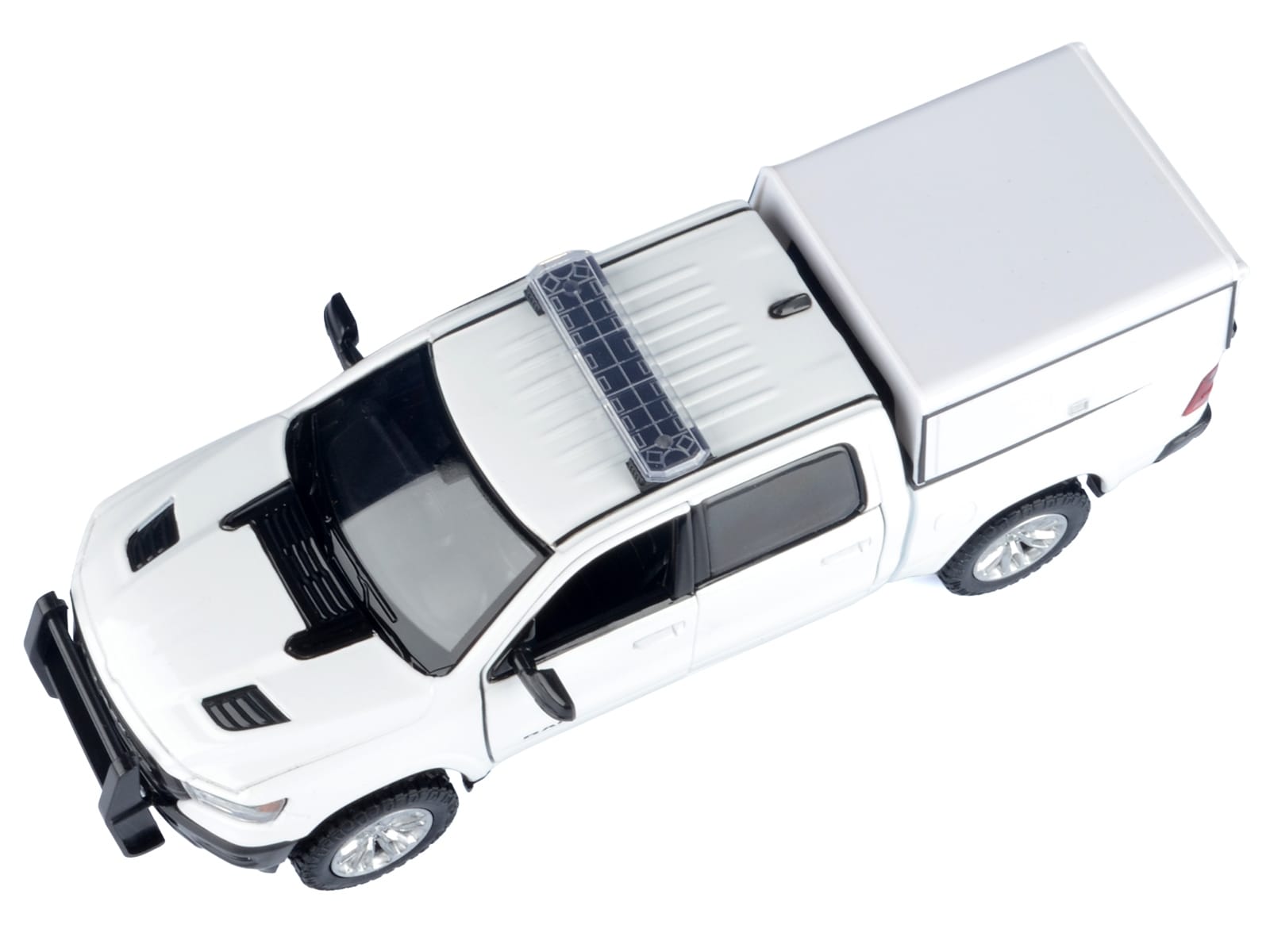 2019 RAM 1500 Laramie Crew Cab Pickup Truck with Truck Bed Camper White "Custom Builder's Kit" Series 1/27 Diecast Model Car by Motormax - Image 4