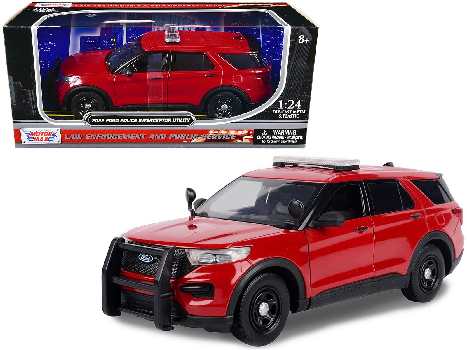 2022 Ford Police Interceptor Utility Unmarked Red 1/24 Diecast Model Car by Motormax