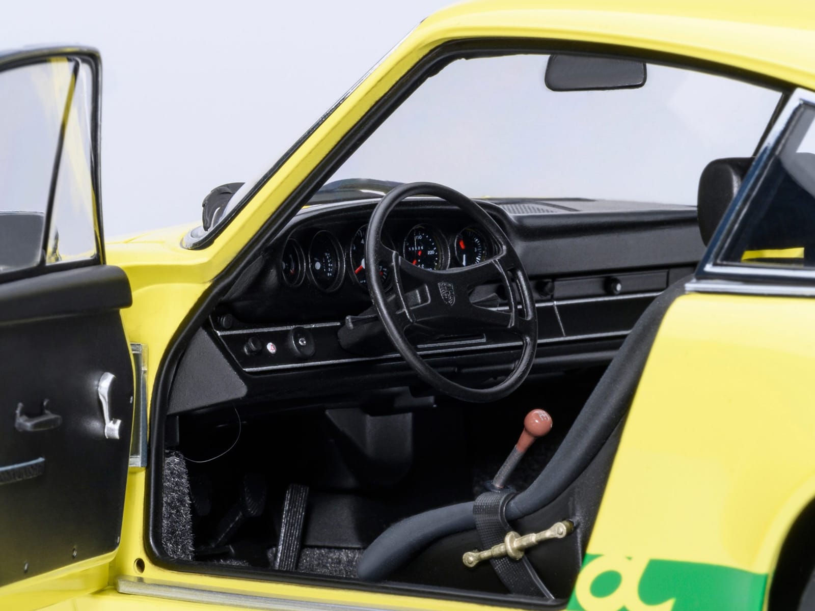 Porsche 911 Carrera 2.7 RS Light Yellow with Green Stripes and Wheels 1/18 Model Car by Autoart - Image 3