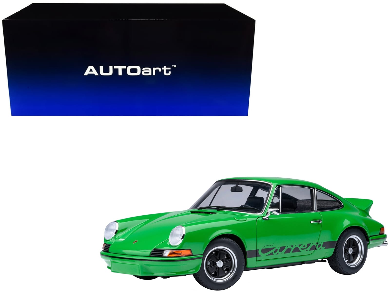 Porsche 911 Carrera 2.7 RS Viper Green with Black Stripes and Wheels 1/18 Model Car by Autoart - Image 5