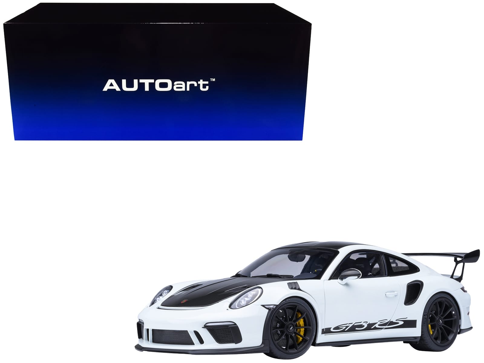 Porsche 911 (991.2) GT3 RS Weissach Package White with Carbon Hood and Top 1/18 Model Car by Autoart