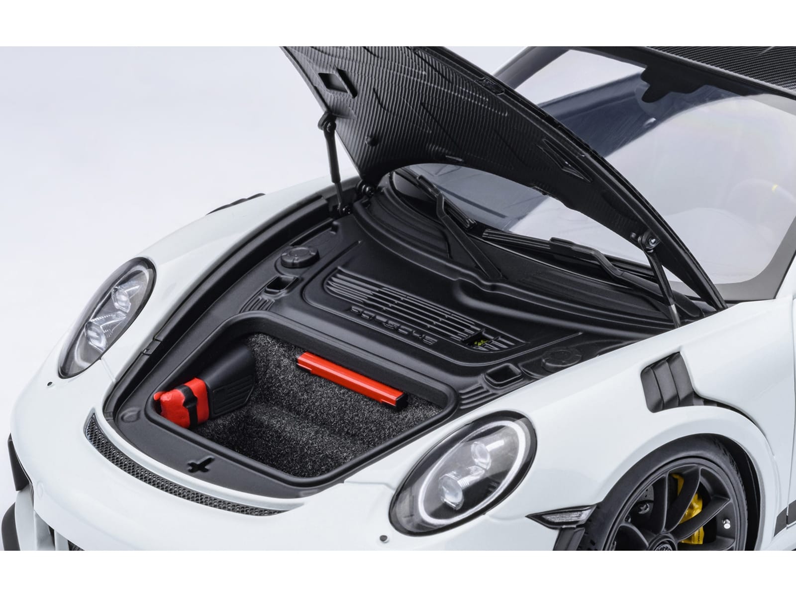 Porsche 911 (991.2) GT3 RS Weissach Package White with Carbon Hood and Top 1/18 Model Car by Autoart - Image 3