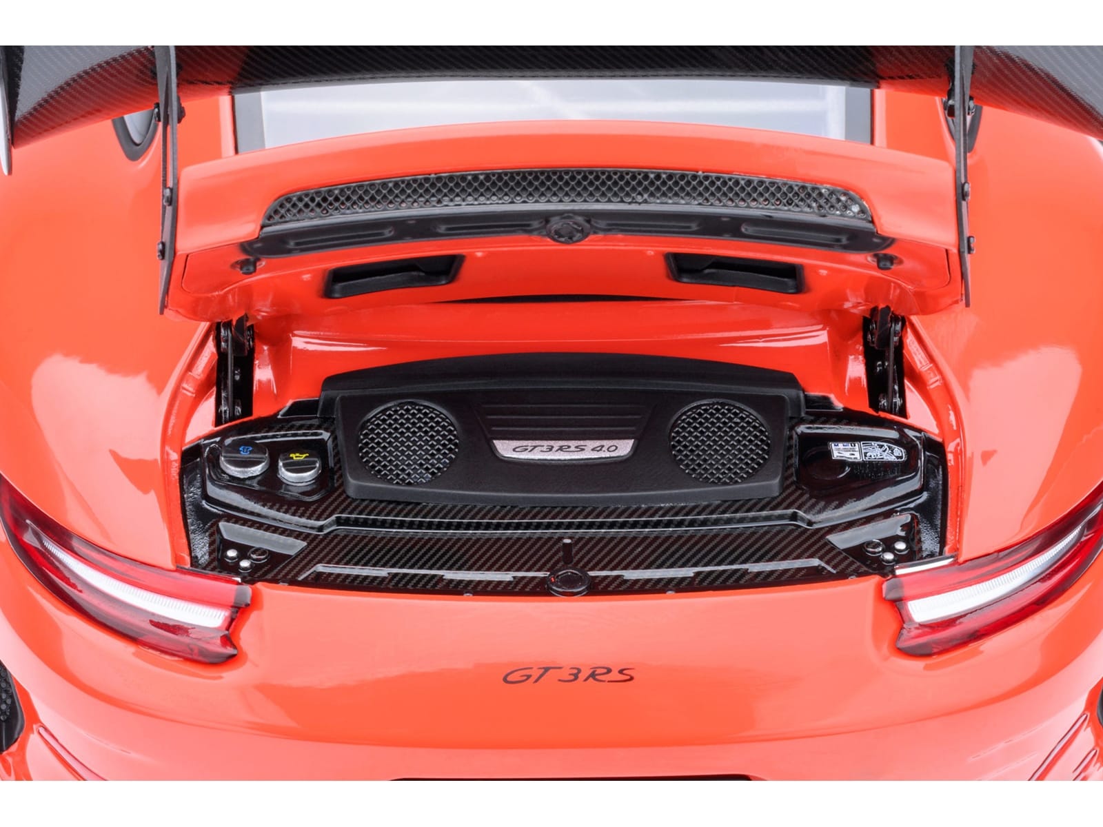 Porsche 911 (991.2) GT3 RS Weissach Lava Orange with Carbon Hood and Top 1/18 Model Car by Autoart - Image 5