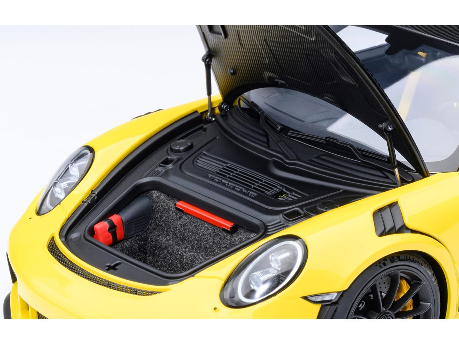 Porsche 911 (991.2) GT3 RS Weissach Racing Yellow with Carbon Hood and Top 1/18 Model Car by Autoart - Image 3