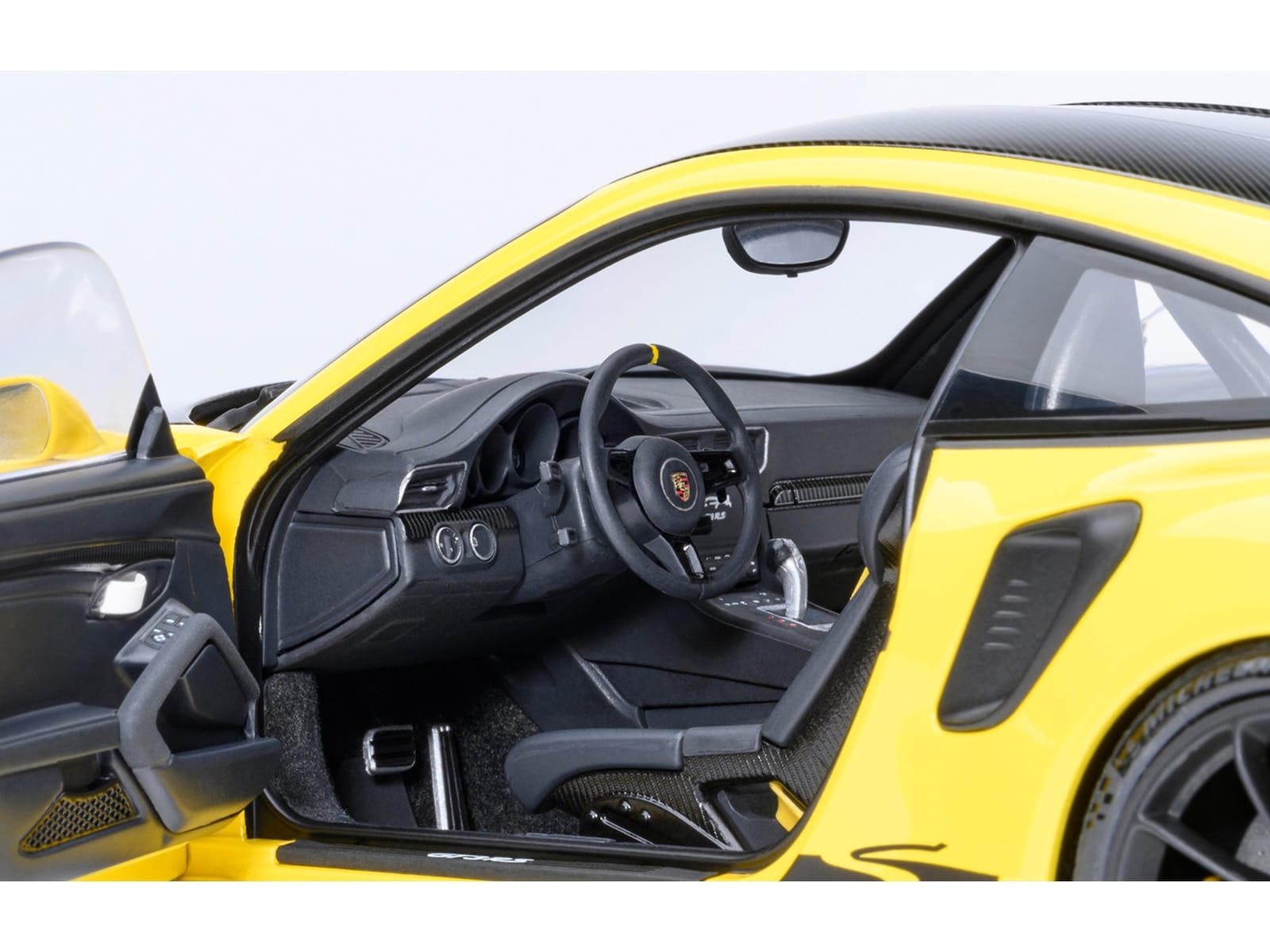 Porsche 911 (991.2) GT3 RS Weissach Racing Yellow with Carbon Hood and Top 1/18 Model Car by Autoart - Image 4