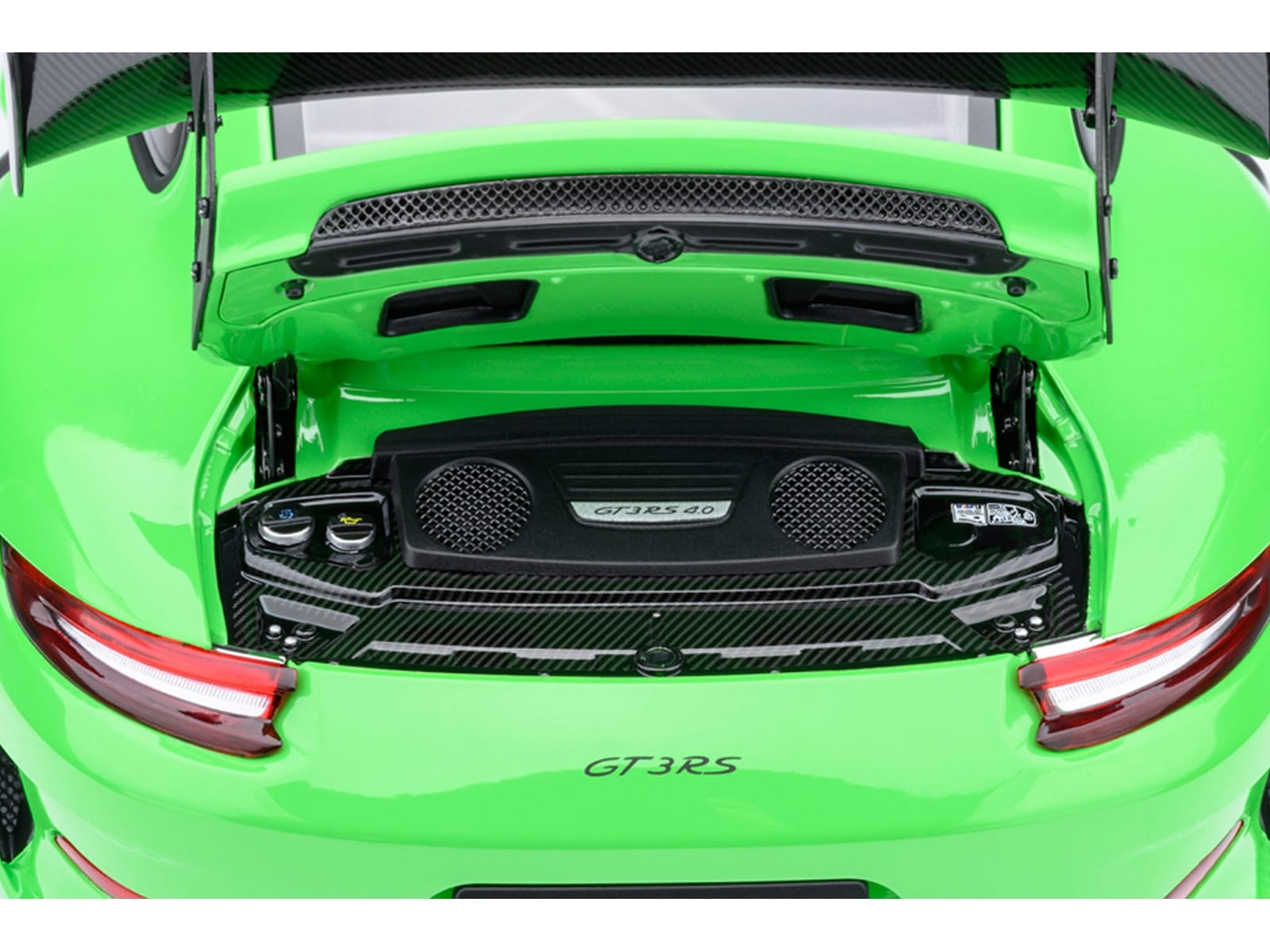 Porsche 911 (991.2) GT3 RS Weissach Lizard Green with Carbon Hood and Top 1/18 Model Car by Autoart - Image 5