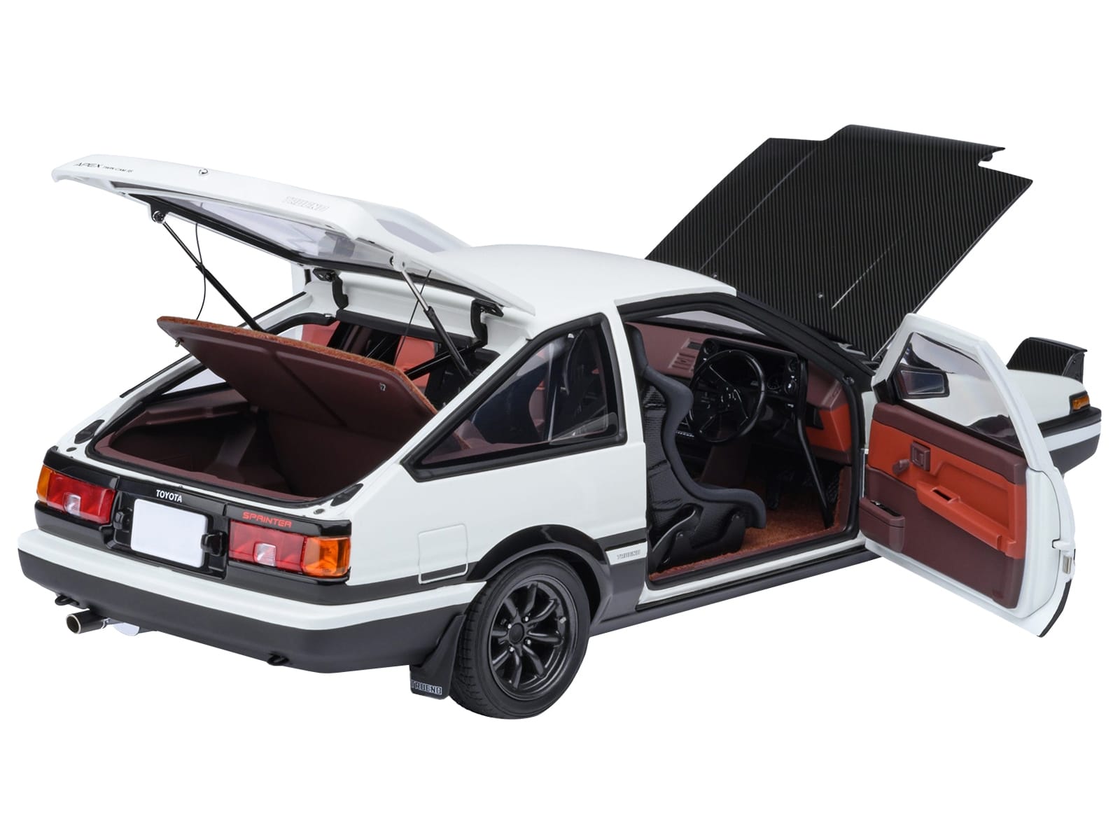Toyota Sprinter Trueno (AE86) RHD (Right Hand Drive) "Project D Final Version" White with Carbon Hood "Initial D" (1995-2013) TV Series "30th Anniversary" 1/18 Model Car by Autoart - Image 2