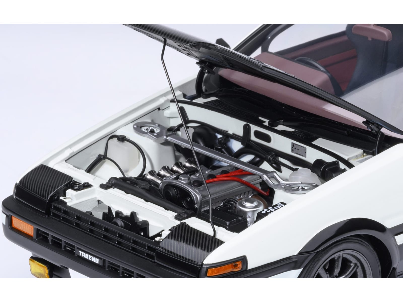 Toyota Sprinter Trueno (AE86) RHD (Right Hand Drive) "Project D Final Version" White with Carbon Hood "Initial D" (1995-2013) TV Series "30th Anniversary" 1/18 Model Car by Autoart - Image 3