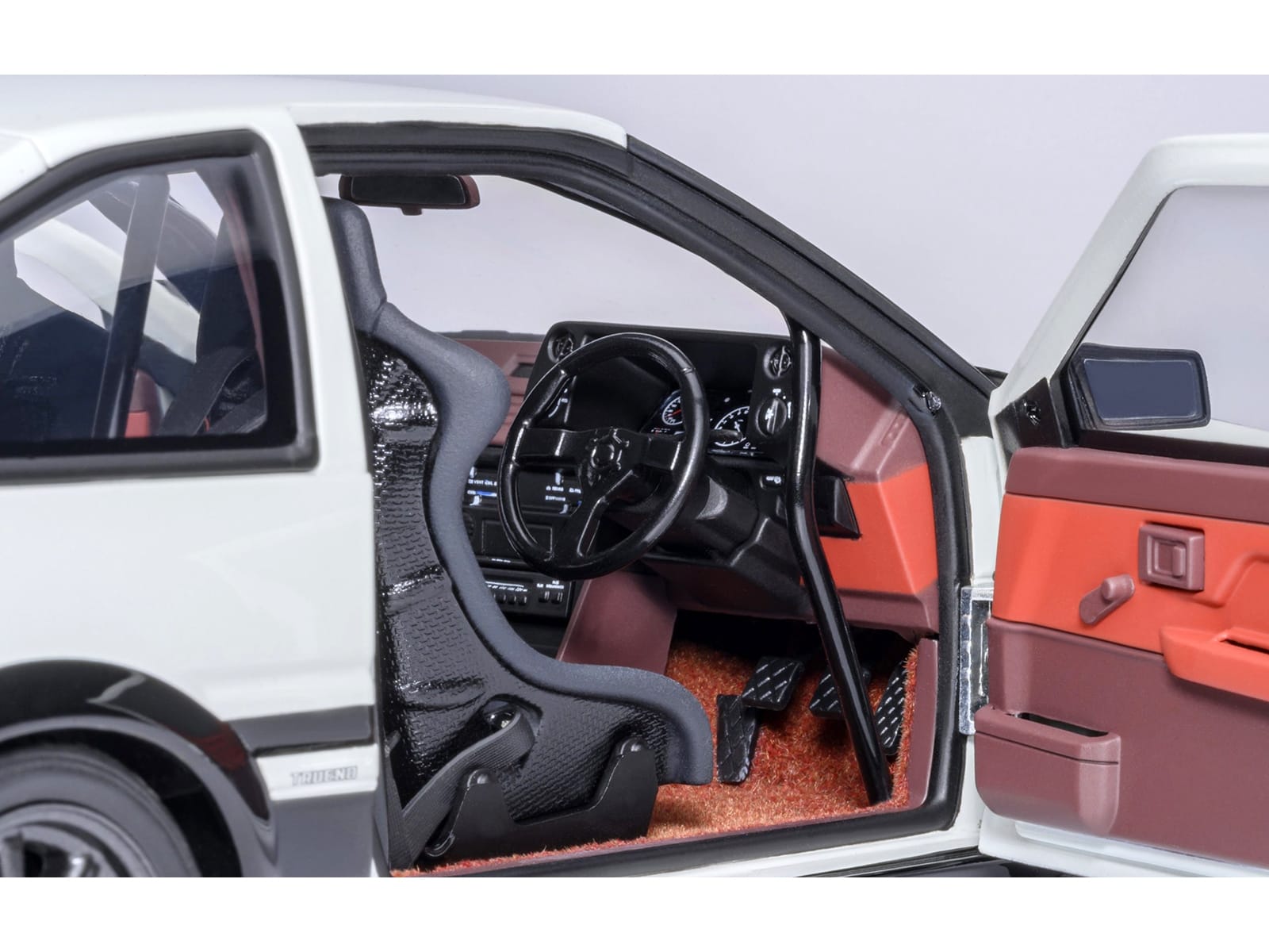 Toyota Sprinter Trueno (AE86) RHD (Right Hand Drive) "Project D Final Version" White with Carbon Hood "Initial D" (1995-2013) TV Series "30th Anniversary" 1/18 Model Car by Autoart - Image 4