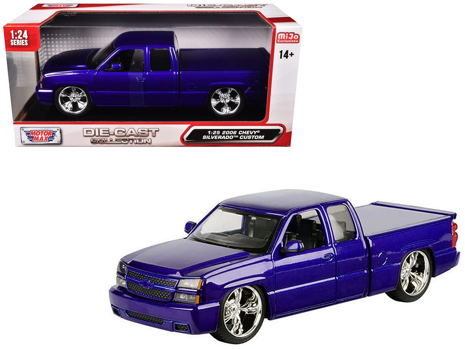 2006 Chevrolet Silverado Custom Pickup Truck Blue Metallic "Die-Cast Collection" Series 1/25 Diecast Model Car by Motormax