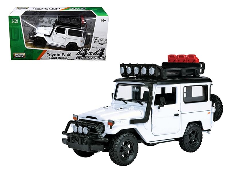 Toyota FJ40 Land Cruiser White “4×4 Overlanders” Series 1/24 Diecast Model Car by Motormax