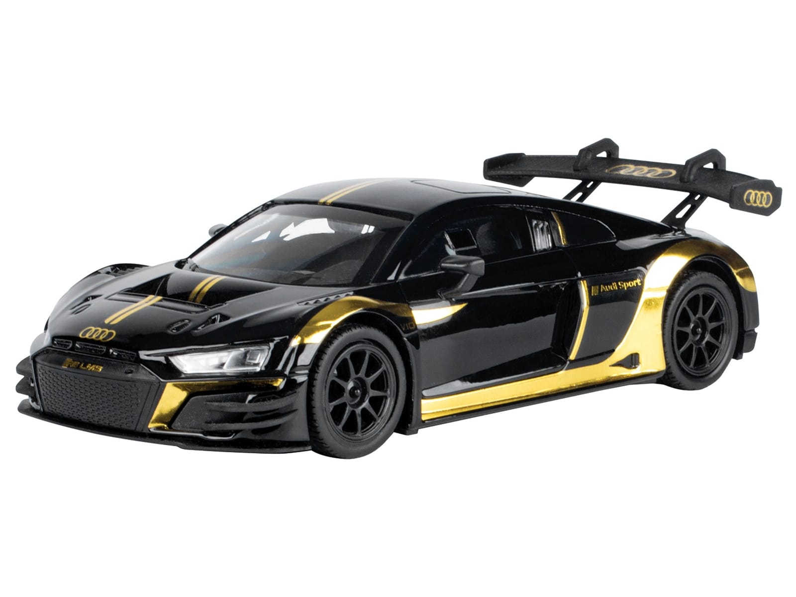 Audi R8 LMS GT3 Black with Gold Stripes and Graphics "Midnight Eclipse" Series 1/24 Diecast Model Car by Motormax - Image 2