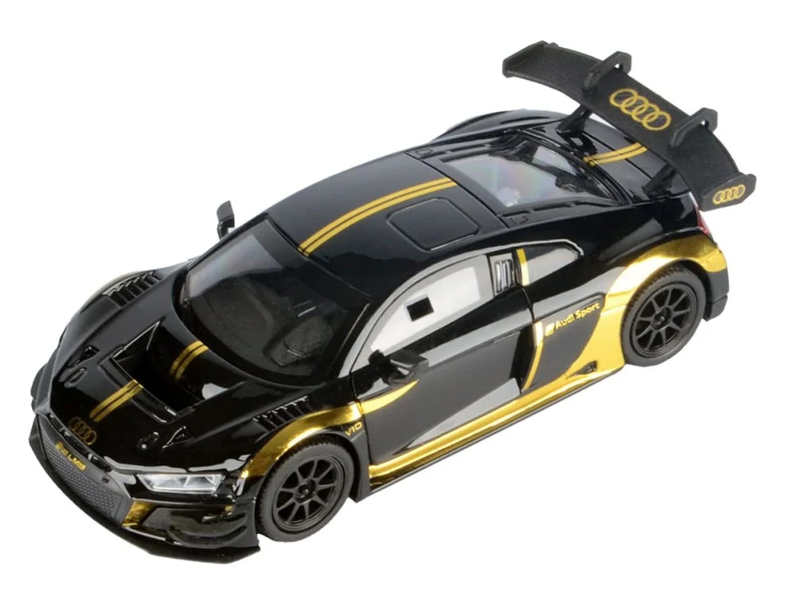 Audi R8 LMS GT3 Black with Gold Stripes and Graphics "Midnight Eclipse" Series 1/24 Diecast Model Car by Motormax - Image 3