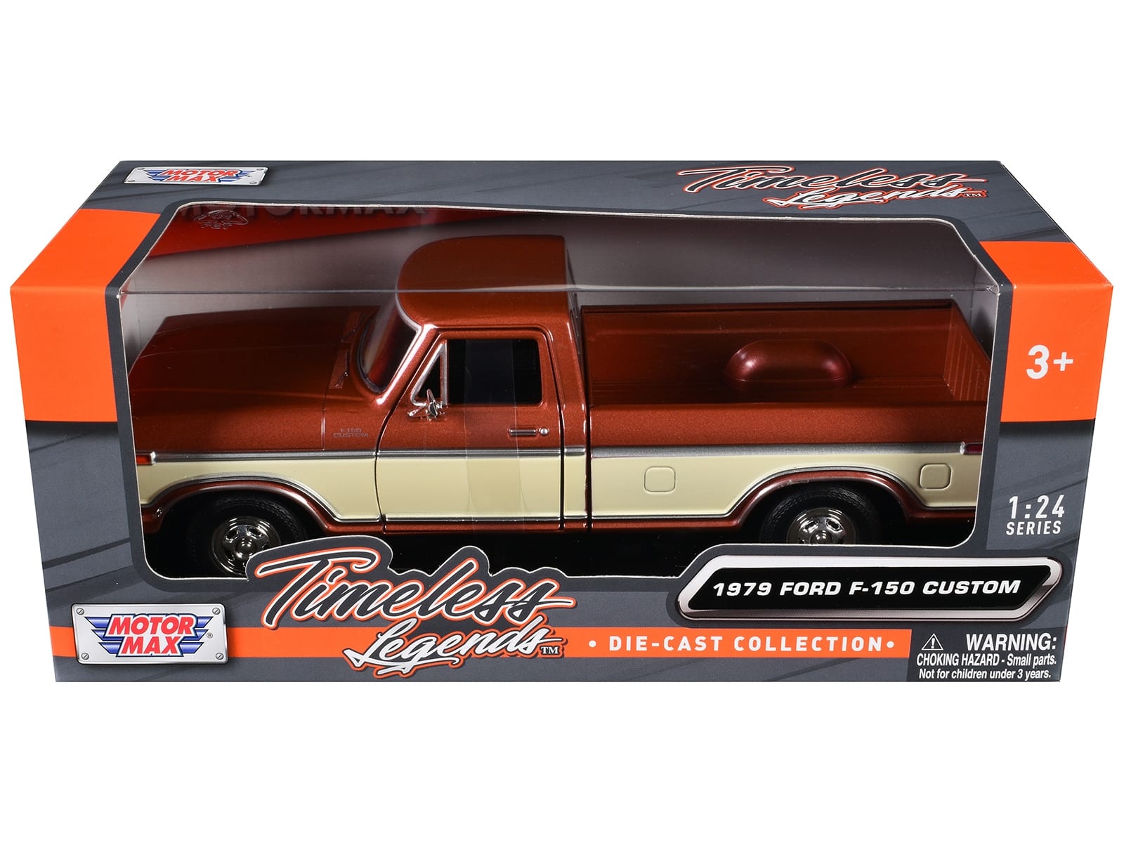 1979 Ford F-150 Custom Pickup Truck Brown Metallic and Cream "Timeless Legends" Series 1/24 Diecast Model Car by Motormax