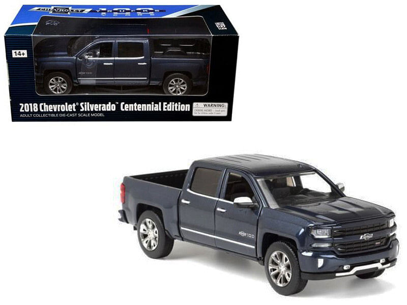 2018 Chevrolet Silverado LTZ Pickup Truck Centennial Edition Blue Metallic “100 Years Anniversary” 1/27 Diecast Model Car by Motormax