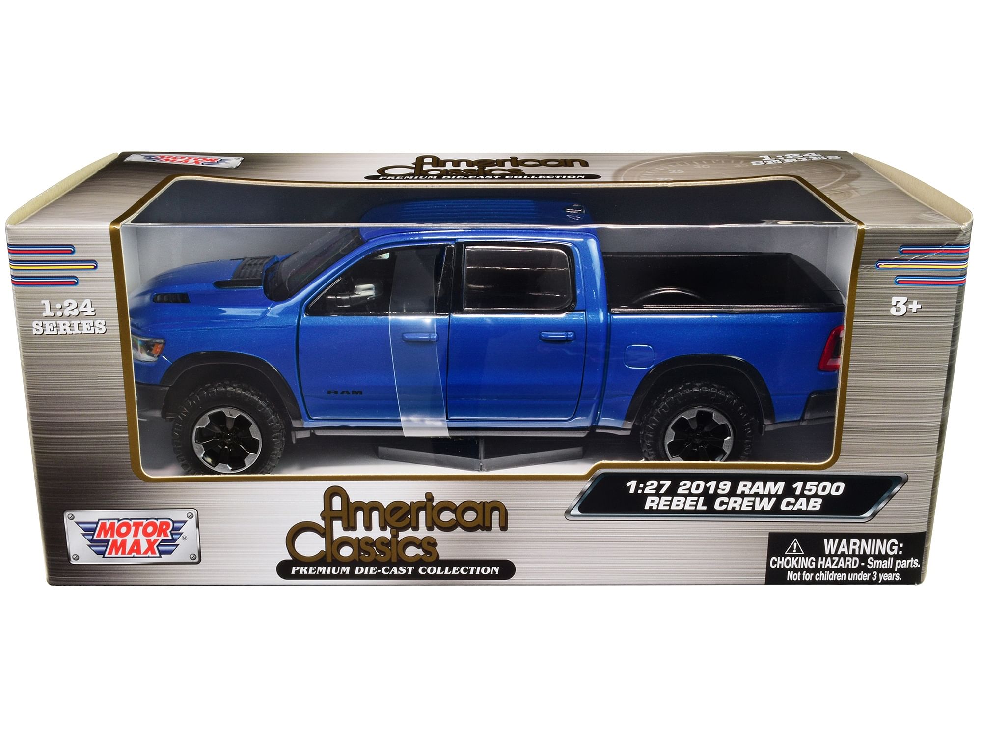 2019 RAM Rebel 1500 Crew Cab Pickup Truck Blue Metallic “American Classics” Series 1/24-1/27 Diecast Model Car by Motormax