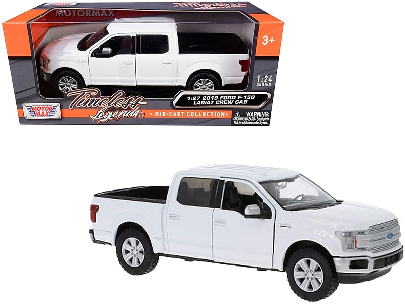 2019 Ford F-150 Lariat Crew Cab Pickup Truck White 1/24-1/27 Diecast Model Car by Motormax