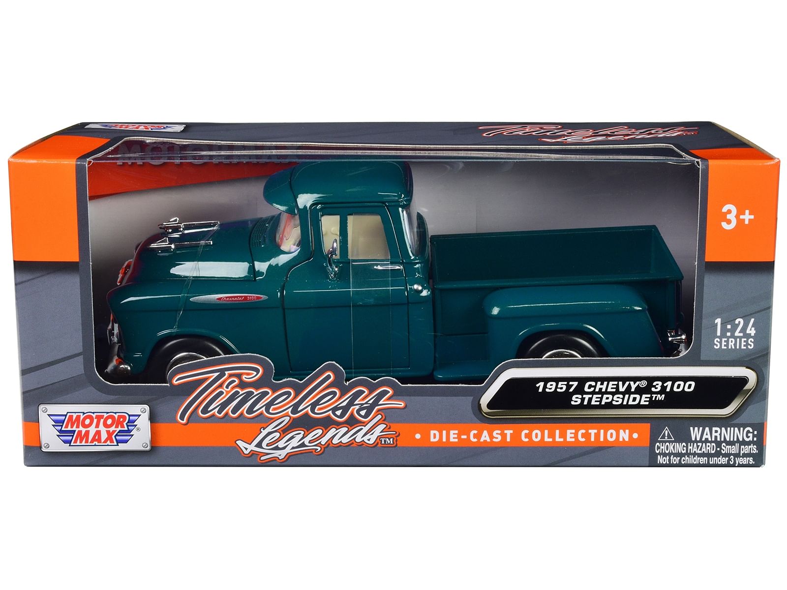 1957 Chevrolet 3100 Stepside Pickup Truck Teal Metallic “Timeless Legends” Series 1/24 Diecast Model Car by Motormax