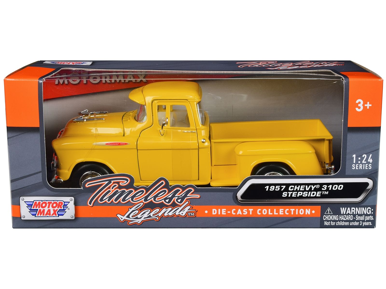 1957 Chevrolet 3100 Stepside Pickup Truck Yellow “Timeless Legends” Series 1/24 Diecast Model Car by Motormax