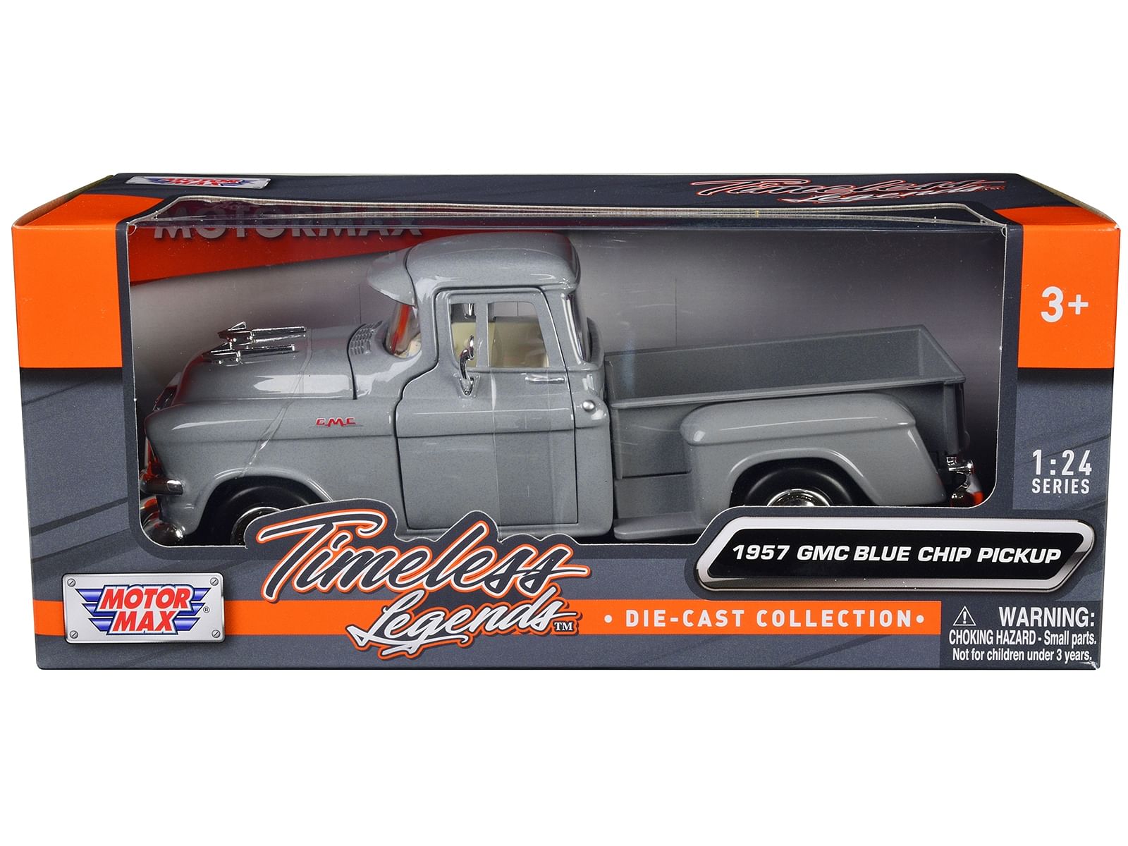 1957 GMC Blue Chip Pickup Truck Gray “Timeless Legends” Series 1/24 Diecast Model Car by Motormax