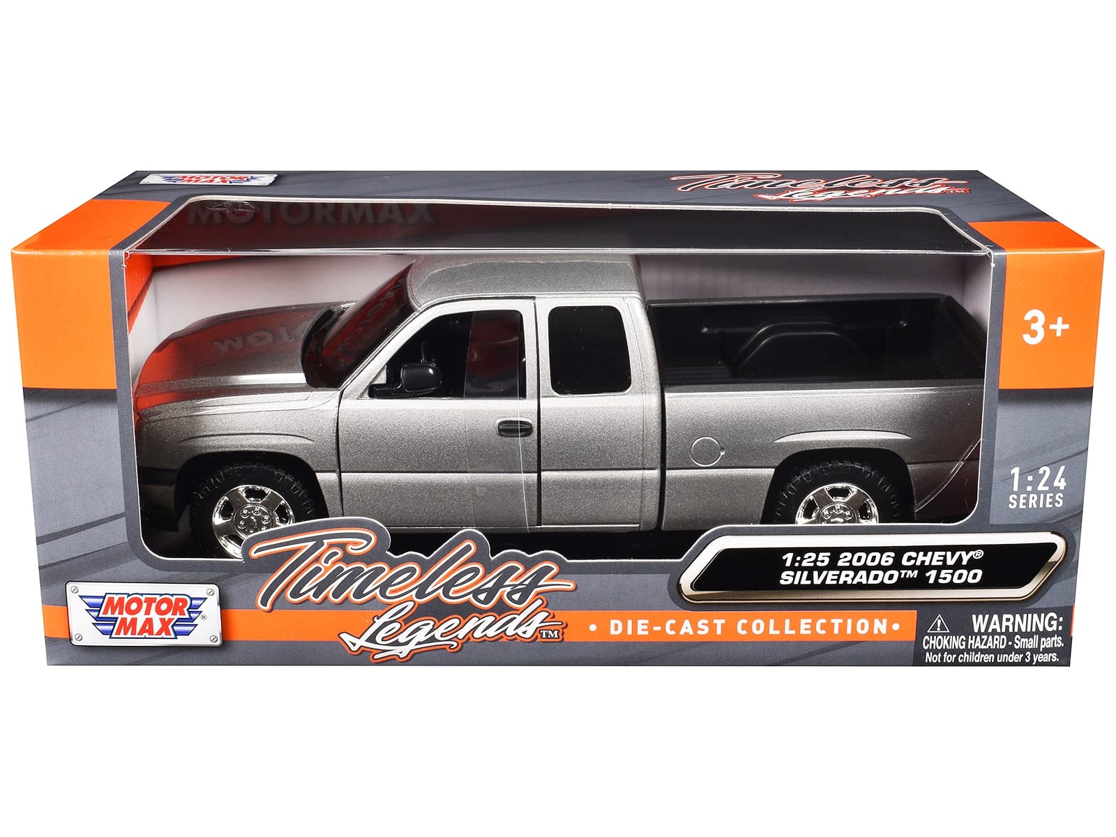 2006 Chevrolet Silverado 1500 Pickup Truck Gray Metallic "Timeless Legends" Series 1/25 Diecast Model Car by Motormax - Image 3