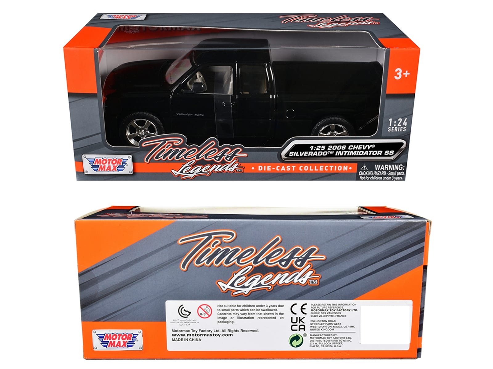 2006 Chevrolet Silverado Intimidator SS Pickup Truck Black "Timeless Legends" Series 1/25 Diecast Model Car by Motormax - Image 3