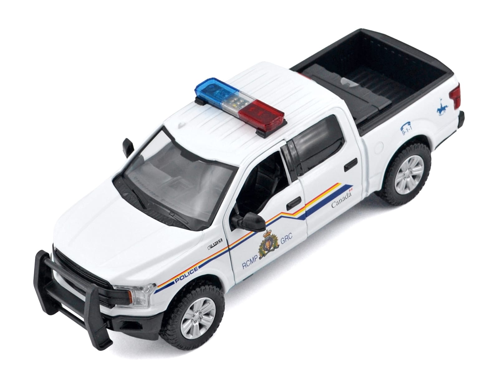 2019 Ford F-150 Lariat Crew Cab Pickup Truck "Royal Canadian Mounted Police" White with Flashing Light Bar and Front and Rear Lights and Sounds "Law Enforcement and Public Service" Series 1/27 Diecast Model Car by Motormax - Image 3