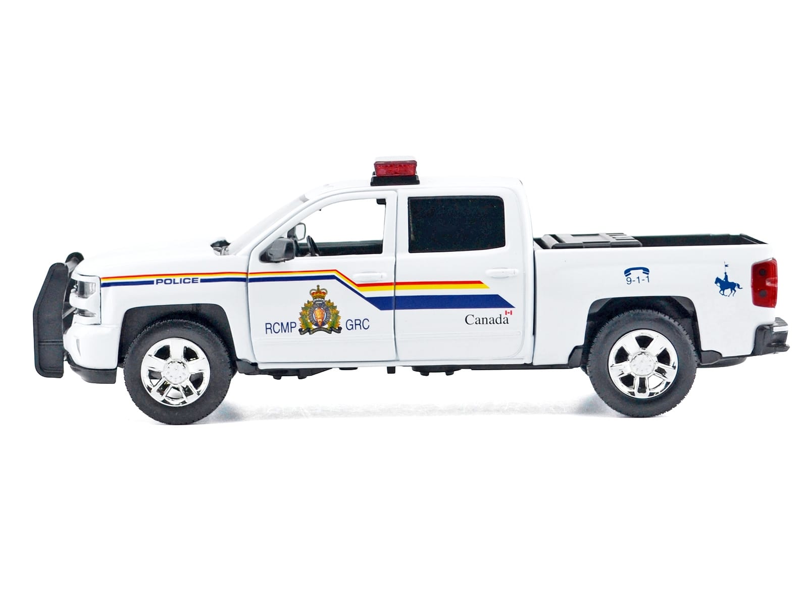 2017 Chevrolet Silverado 1500 LT Z71 Crew Cab Pickup Truck "Royal Canadian Mounted Police" White with Flashing Light Bar and Front and Rear Lights and Sounds "Law Enforcement and Public Service" Series 1/27 Diecast Model Car by Motormax - Image 2