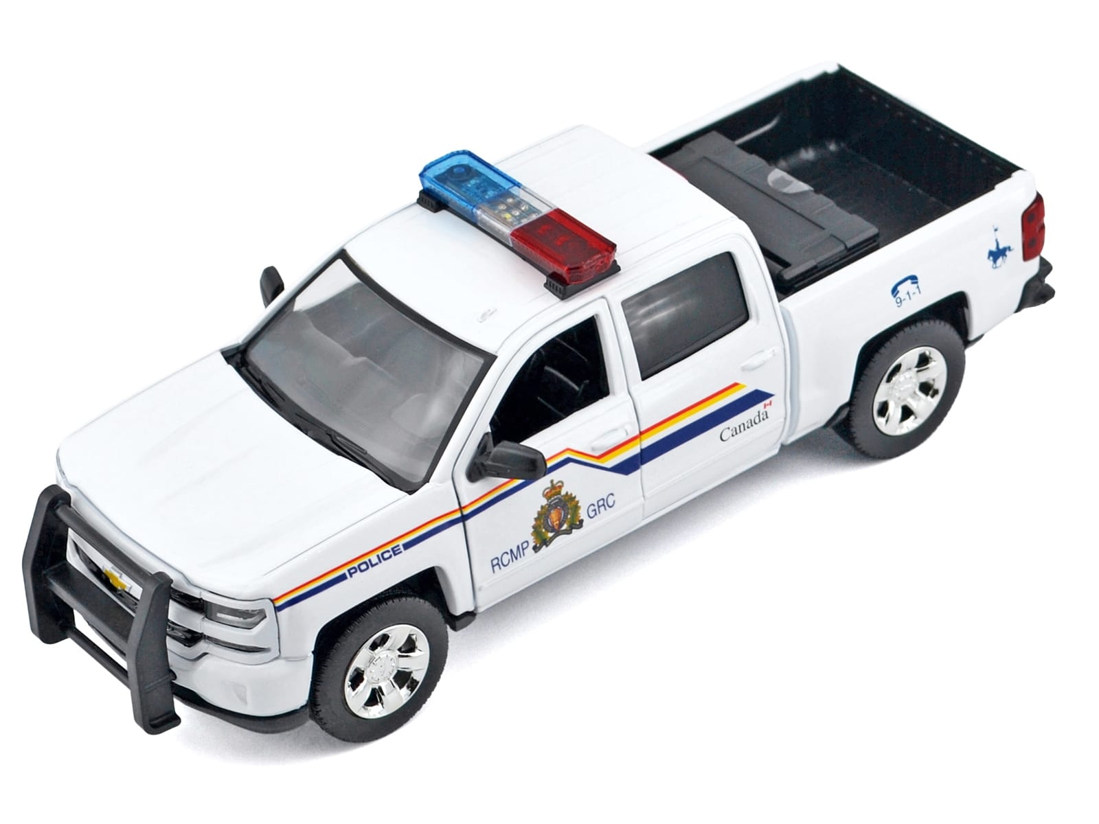 2017 Chevrolet Silverado 1500 LT Z71 Crew Cab Pickup Truck "Royal Canadian Mounted Police" White with Flashing Light Bar and Front and Rear Lights and Sounds "Law Enforcement and Public Service" Series 1/27 Diecast Model Car by Motormax - Image 3