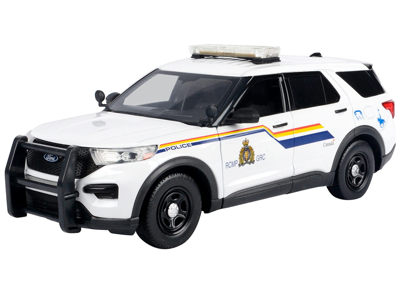 2022 Ford Police Interceptor Utility White "Royal Canadian Mounted Police (RCMP)" with Flashing Light Bar and Front and Rear Lights and Sounds 1/24 Diecast Model Car by Motormax - Image 2