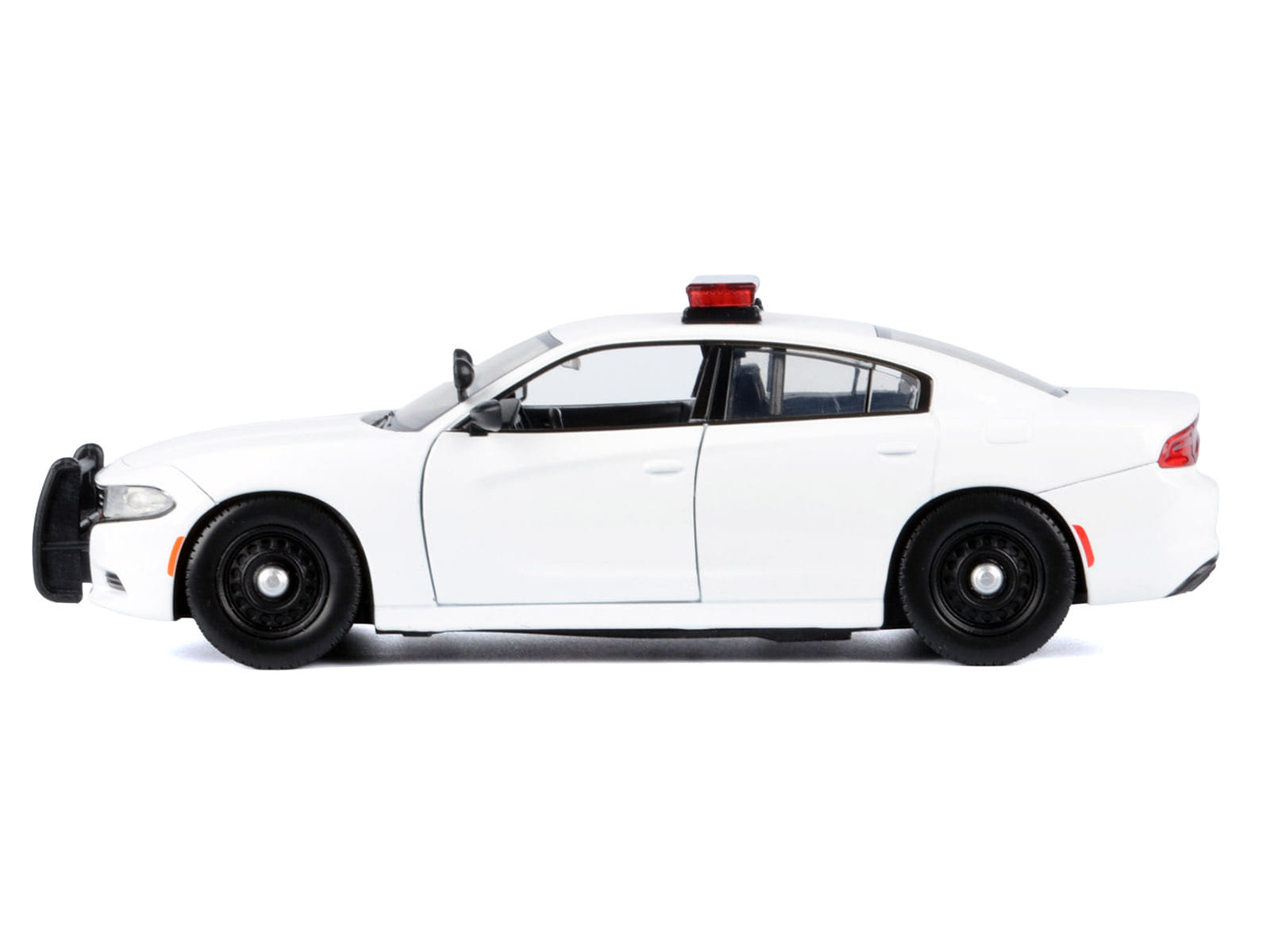 2023 Dodge Charger Pursuit Police Car Unmarked White with Flashing Light Bar Front and Rear Lights and 2 Sounds "Builder's Kit" 1/24 Diecast Model Car by Motormax - Image 2