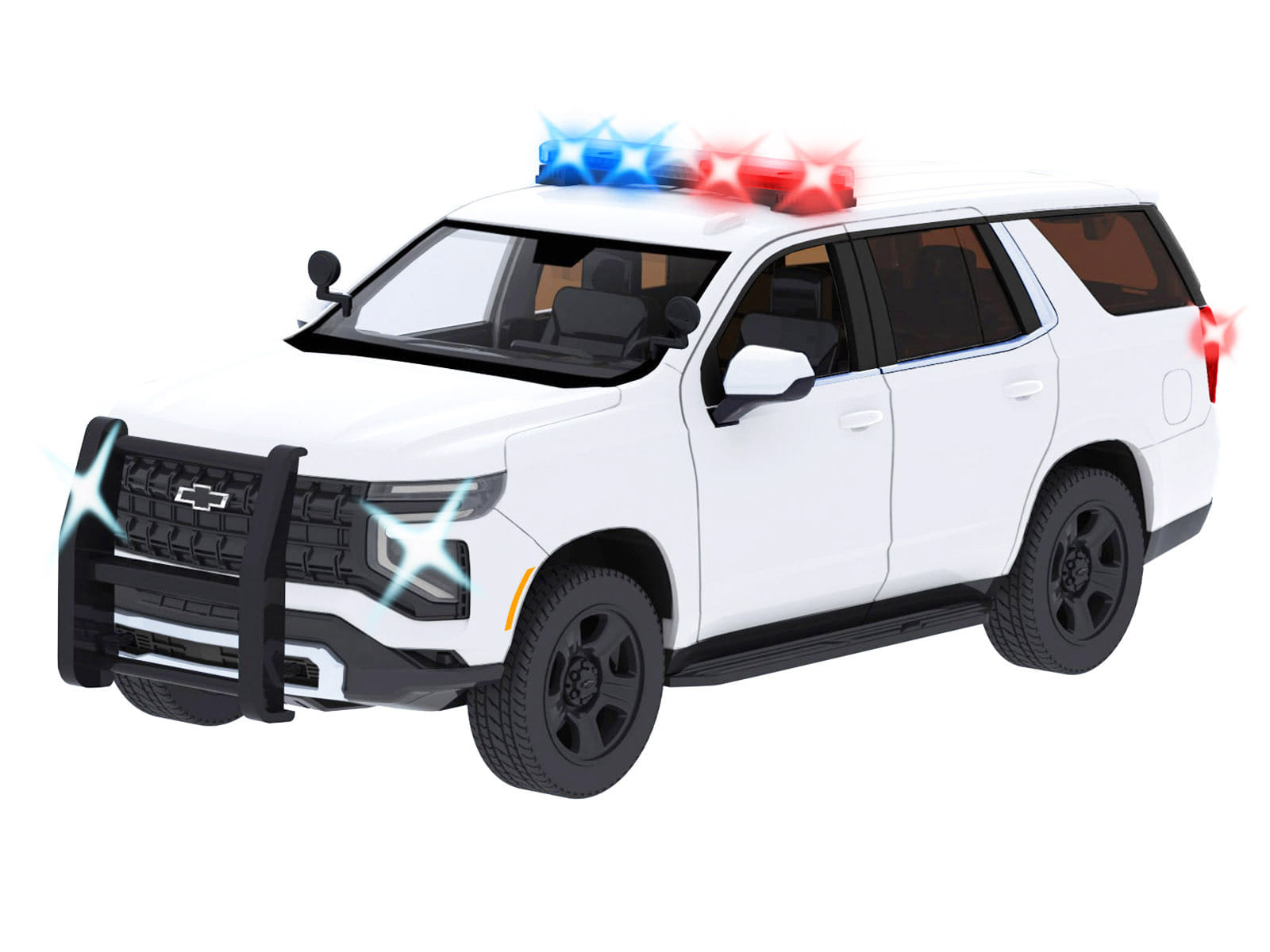 2025 Chevrolet Tahoe PPV White "Builder's Kit" with Flashing Light Bar and Front and Rear Lights and Sounds 1/24 Diecast Model Car by Motormax - Image 2