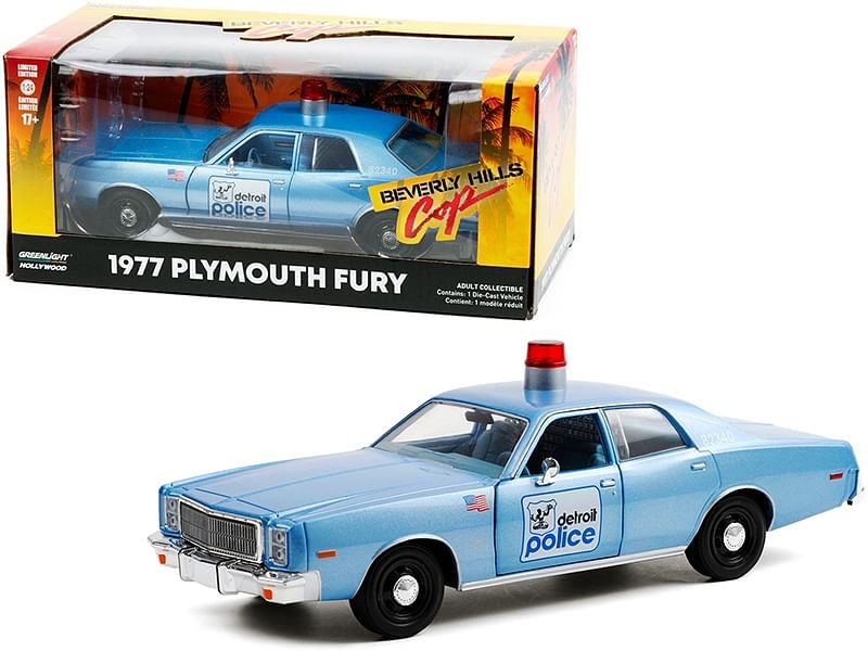 1977 Plymouth Fury “Detroit Police” Light Blue “Beverly Hills Cop” (1984) Movie 1/24 Diecast Model Car by Greenlight