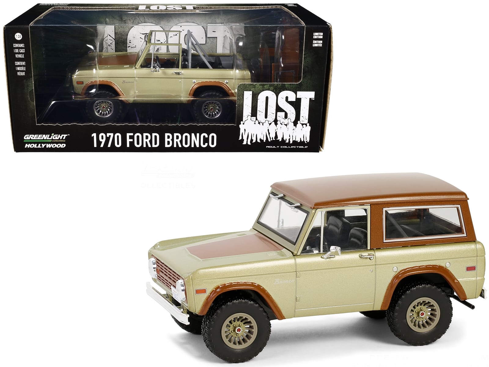 1970 Ford Bronco Gold Metallic with Brown Hood and Top "Lost" (2004-2010) TV Series "Hollywood" Series 20 1/24 Diecast Model Car by Greenlight - Image 2