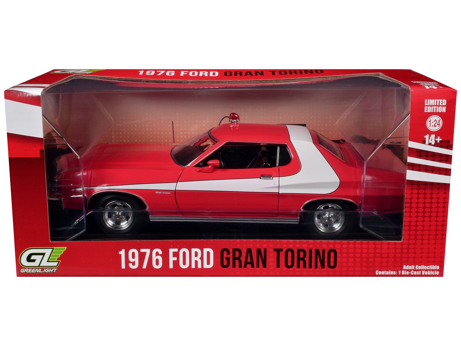 1976 Ford Gran Torino Red with White Graphics "Hollywood Greatest Hits" Series 1/24 Diecast Model Car by Greenlight - Image 3
