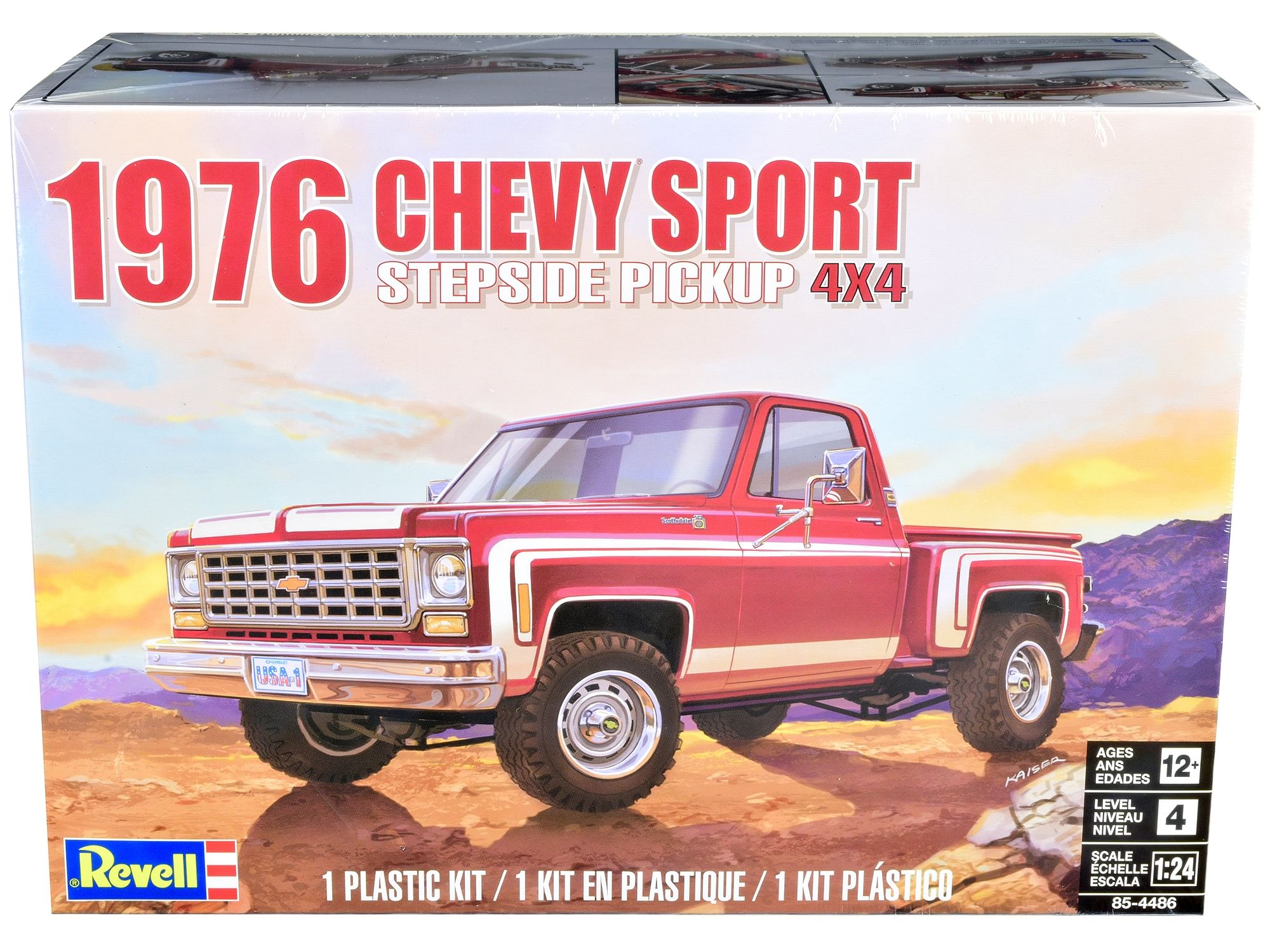 Level 4 Model Kit 1976 Chevrolet Sports Stepside 4×4 Pickup Truck 1/24 Scale Model by Revell