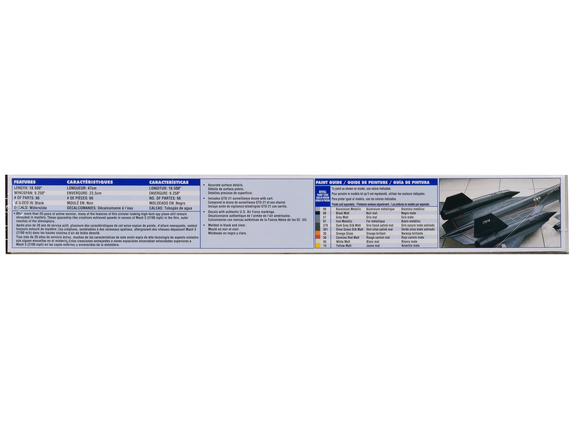 Level 4 Model Kit Lockheed SR-71 Blackbird Reconnaissance Aircraft 1/72 Scale Model by Revell - Image 3