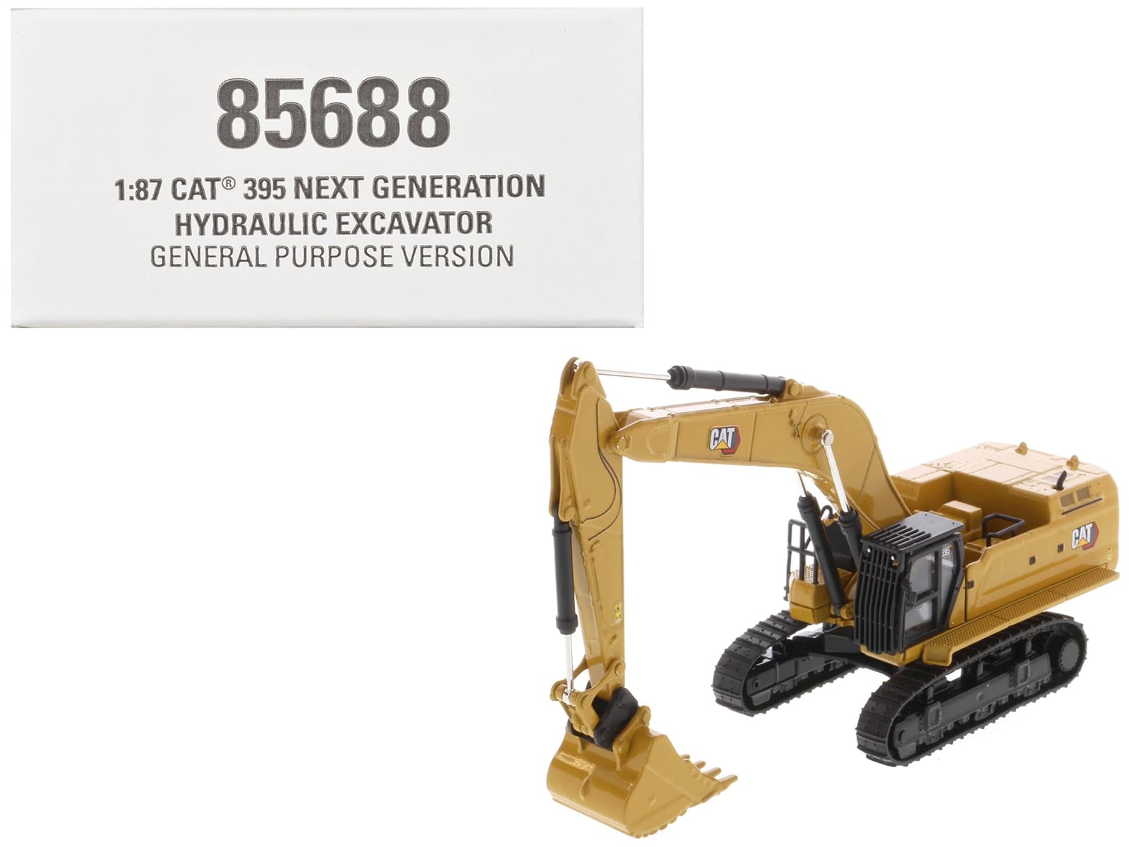 CAT Caterpillar 395 Next-Generation Hydraulic Excavator (General Purpose Version) Yellow with Additional Tools "High Line Series" 1/87 (HO) Diecast Model by Diecast Masters - Image 5