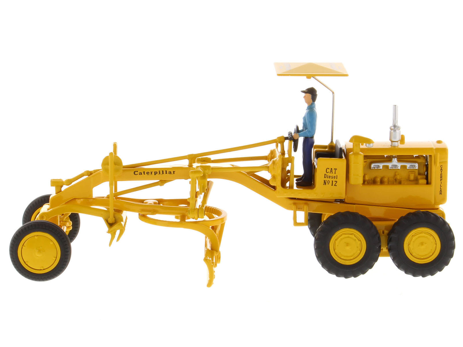 CAT Caterpillar No.12 Motor Grader Yellow with Operator "Vintage Series" 1/50 Diecast Model by Diecast Masters - Image 2