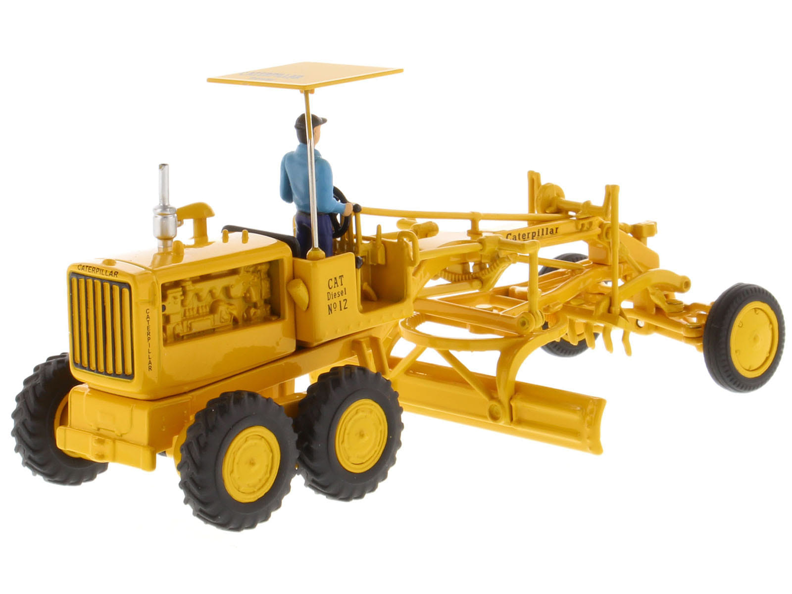 CAT Caterpillar No.12 Motor Grader Yellow with Operator "Vintage Series" 1/50 Diecast Model by Diecast Masters - Image 3