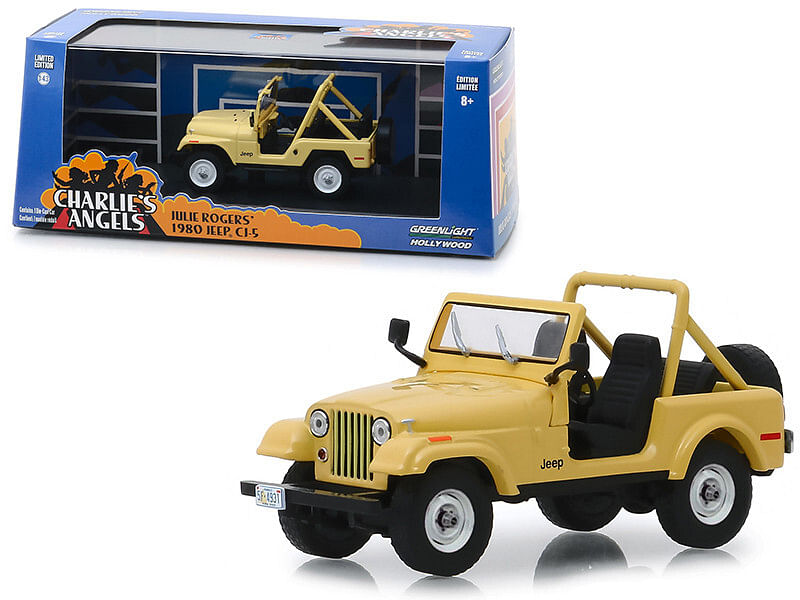 1980 Jeep CJ-5 Yellow (Julie Roger’s) “Charlie’s Angels” (1976-1981) TV Series 1/43 Diecast Model Car  by Greenlight