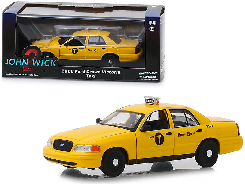 2008 Ford Crown Victoria “NYC Taxi” Yellow “John Wick: Chapter 2” (2017) Movie 1/43 Diecast Model Car by Greenlight