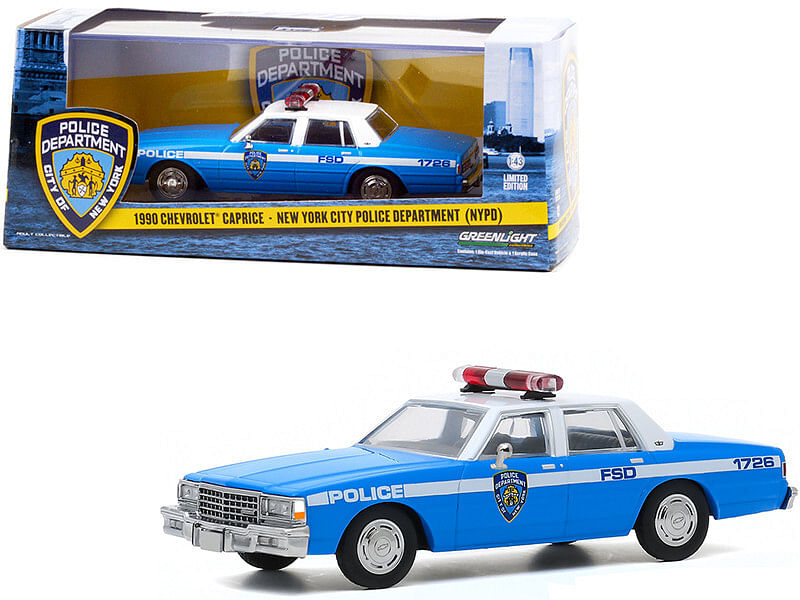 1990 Chevrolet Caprice “New York City Police Dept” (NYPD) Light Blue with White Top 1/43 Diecast Model Car by Greenlight