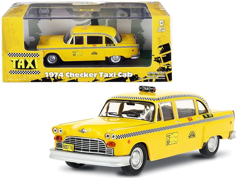 1974 Checker Taxi Cab #804 Yellow “Sunshine Cab Company” “Taxi” (1978-1983) TV Series 1/43 Diecast Model Car by Greenlight