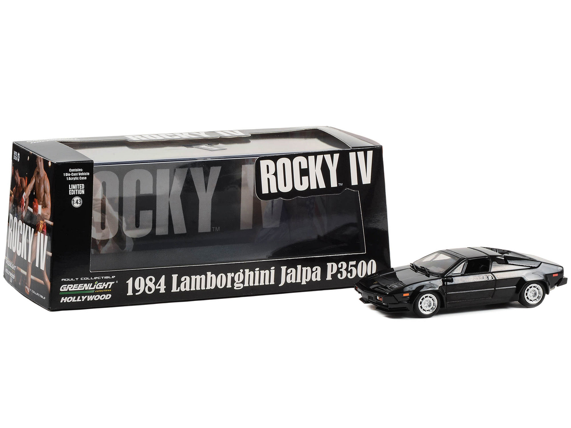 1984 Lamborghini Jalpa P3500 Black “Rocky IV” (1985) Movie “Hollywood” Series 1/43 Diecast Model Car by Greenlight