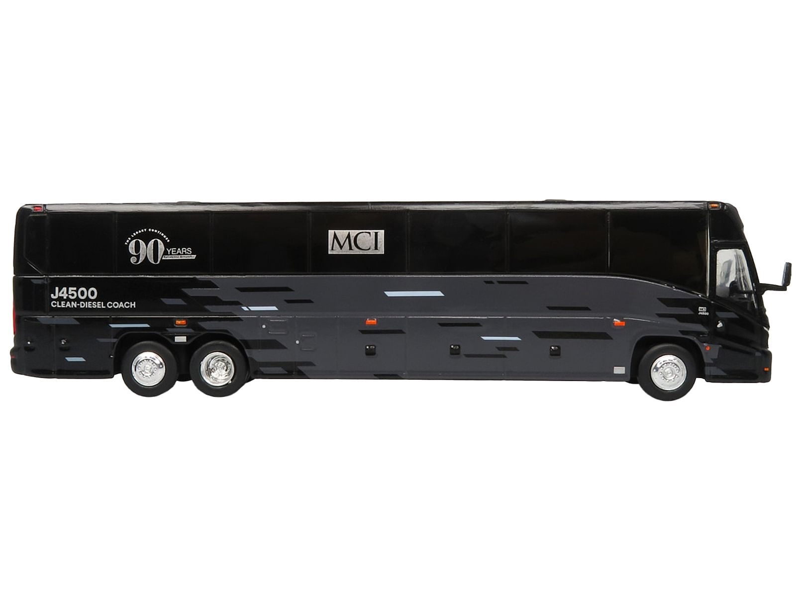 MCI J4500 Coach Bus “MCI 90th Anniversary” Black and Gray “The Bus & Motorcoach Collection” Limited Edition to 504 pieces Worldwide 1/87 (HO) Diecast Model by Iconic Replicas