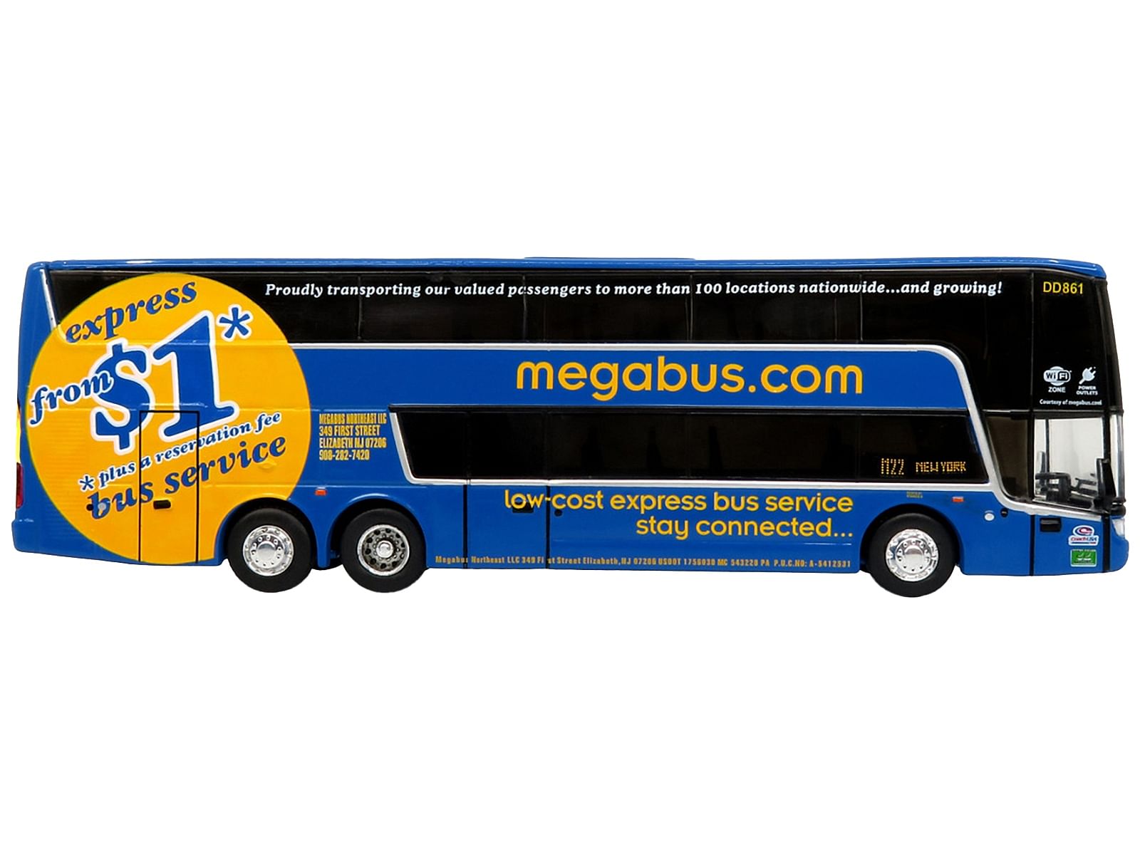 Van Hool TDX Double Decker Coach Bus “Megabus” “M22 Boston to New York” “The Bus & Motorcoach Collection” Limited Edition to 504 pieces Worldwide 1/87 (HO) Diecast Model by Iconic Replicas